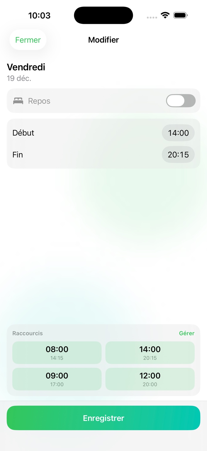 Modification d’un shift