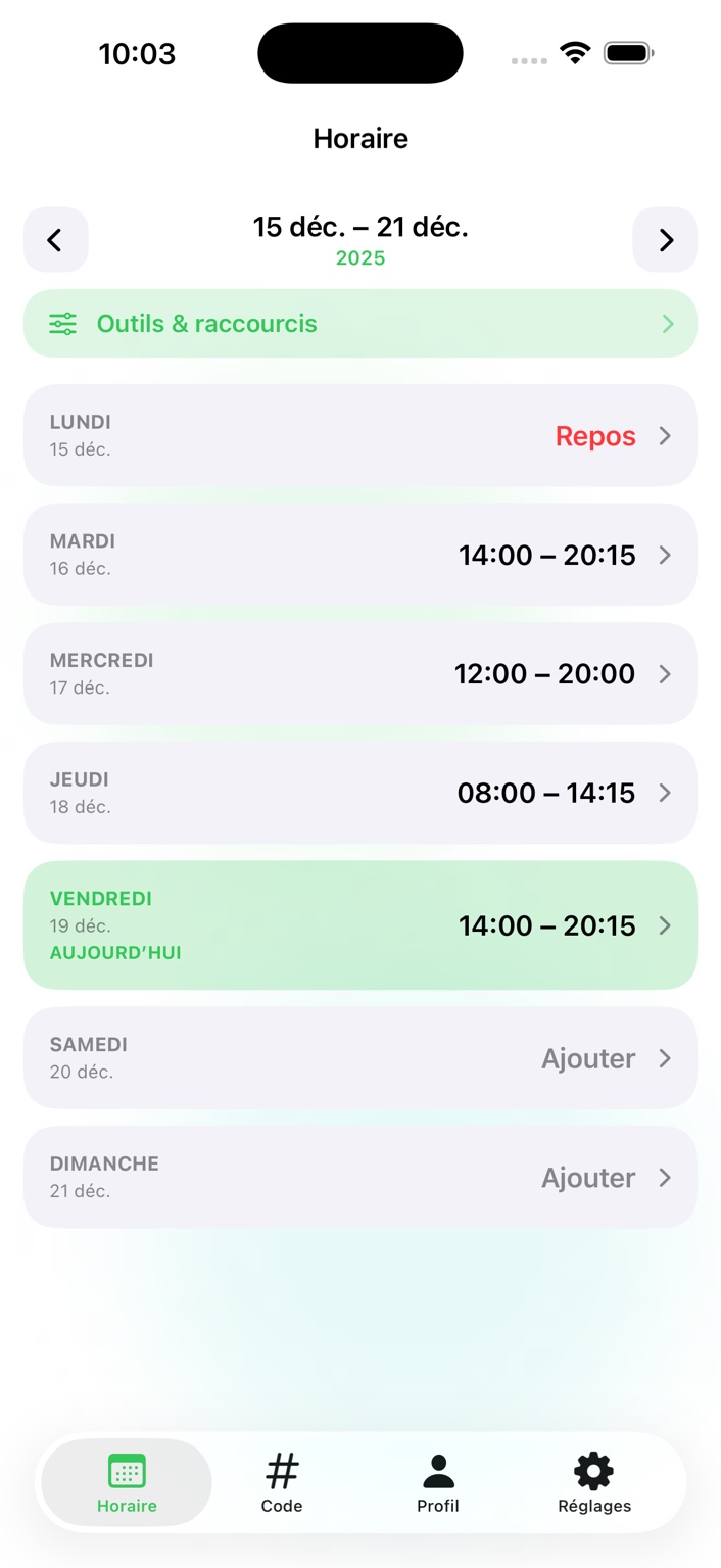 Planning semaine